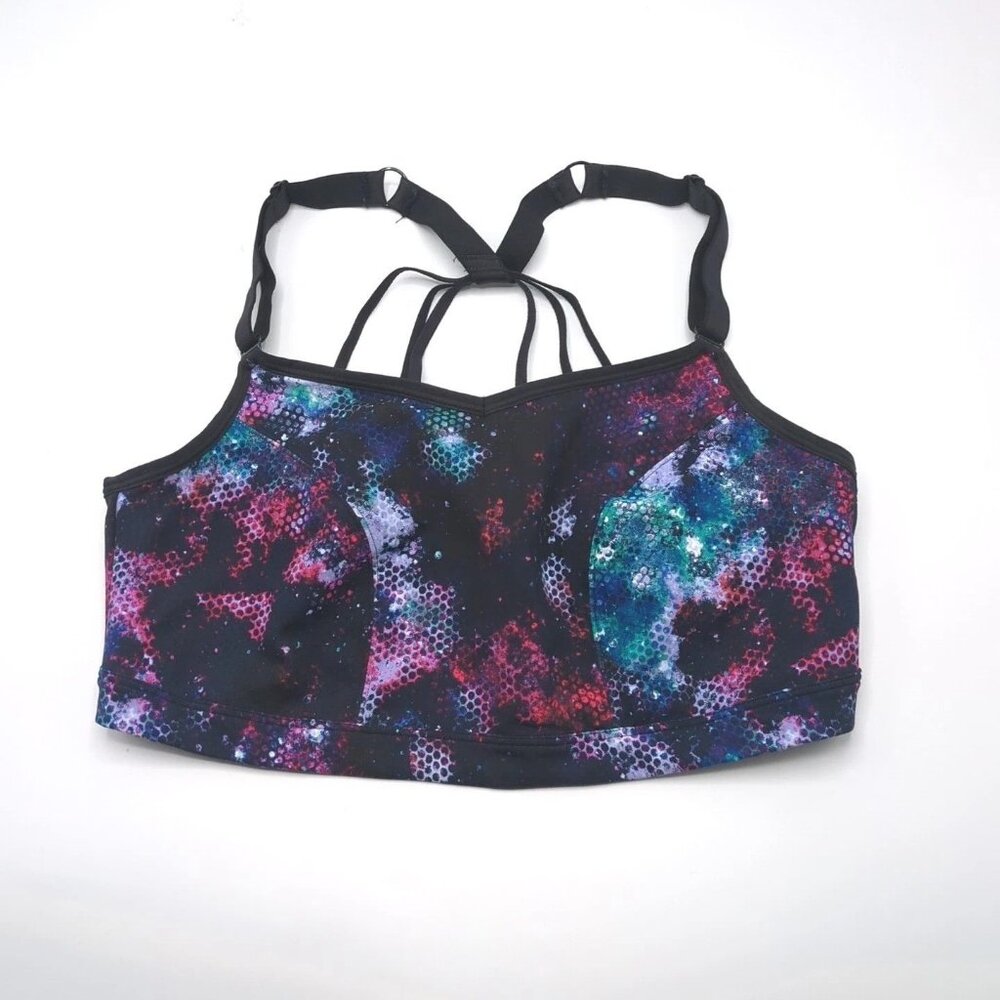 Livi Active Sport Bra No Wire Soft Cup Multi Color Print Strappy X Back 14 16 XL - Picture 6 of 10